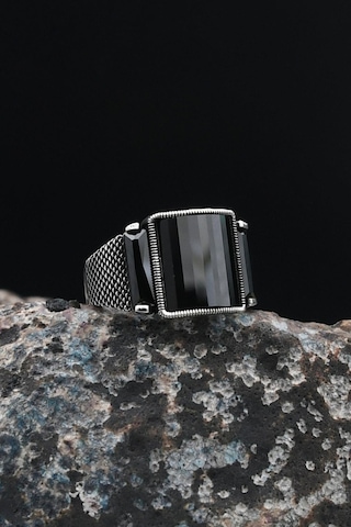 Prestij Gümüş Siyah Zirkon Taşlı Gümüş Erkek Yüzüğü 901542 Gümüş