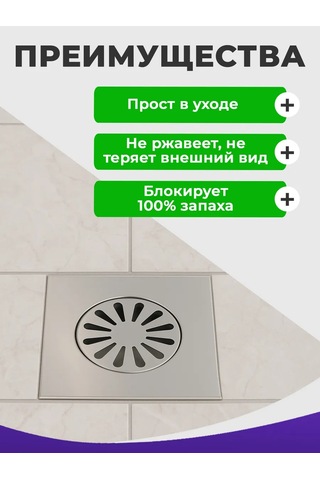 Tım Beton Kaplama Altı Duş Gideri 150x150 Mm Paslanmaz Çelik 307365491 Krom