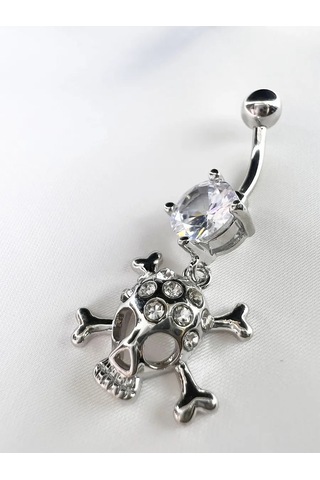 İ&beauty Göbek Köprüsü Kafatası Piercingi 434108160 Gümüş