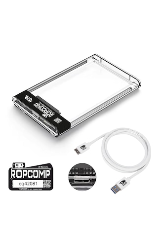 Ropcomp 2.5" Usb 3.0 Sata Harici Harddisk Kutusu Şeffaf