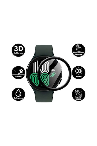 Sm Galaxy Watch 4 44Mm 3D Full Kaplama Ekran Koruyucu Pet+Pmma (523356938)-Siyah