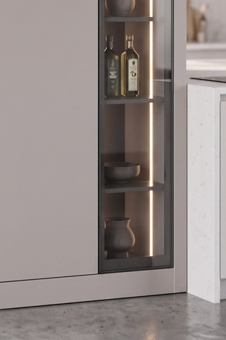 Nero Vitrinli Kiler Dolabı 115 Cm Gri-karbon