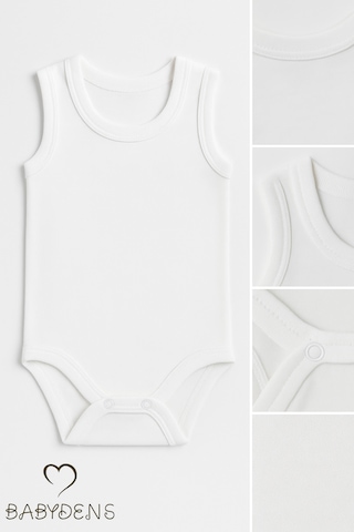 Babyden's 5 Li Set Bebek Kolsuz Zıbın %100 Pamuk Beyaz Çıtçıtlı Atlet Body 0-24 Ay Unisex İç Giyim Beyaz