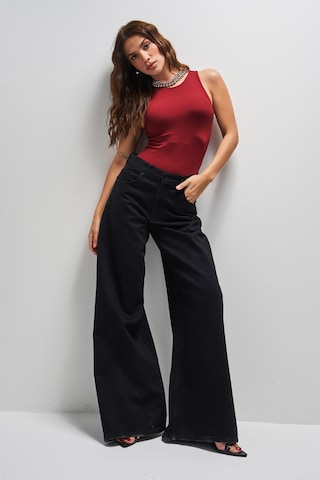 it's basic Kadın Siyah Renk Hera 1w41 Palazzo Fit Bol Kesim Denim Jean Siyah 1w41