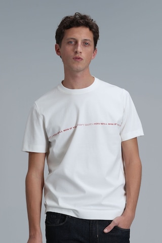 Lufian Erkek Carlos Modern Grafik T-shirt 111020211 Kırık Beyaz Ekru