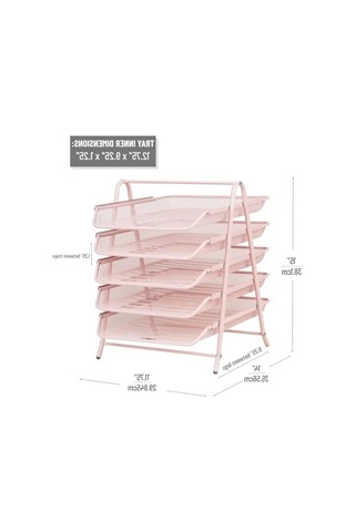 5 Katlı Metal Kağıt Rafı - Pembe Abanoz