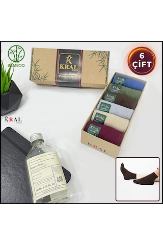 Kral Socks Erkek Çorap 6 Çift Dikişsiz Yazlık Bambu Kısa Patik Kutulu