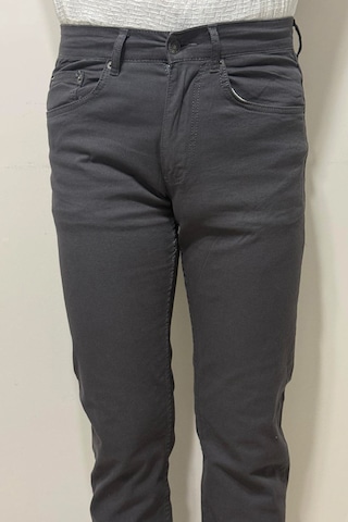 Hacker Denim Dmctekstil Erkek 1025 Yüksek Bel Rahat Kesim Boru Paça Üstten Cepli Keten Jean Pantolon Füme