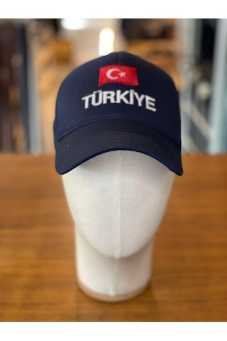 Türkiye Bayrak Nakışlı Pamuklu Unisex Cap Şapka Lacivert