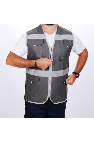 Formteks İşçi Çok Cepli Reflektörlü Alet Yeleği Gri Gri
