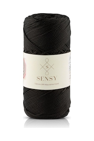Sensy 1.5 Mm - 100 Gr Polyester Makrome Ipi Siyah 150 M Polyester Makrome Ip Supla Ip Ve Çanta Ipliği
