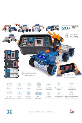 Harezmi X İleri Seviye 20'si 1 Arada Programlanabilir Modüler Robot Seti, Deneyap Kart V2 Ve +2 Enkoderli Dc Motor Donanımlı