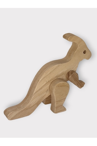Cwwtoys Bumpy Boyasız Ahşap Dinozor Oyuncağı, Masif Kayın, 18 Ay+