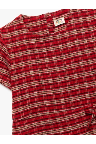 Koton Fiyonk Detaylı Ekoseli Kırmızı Kız Çocuk Elbise 6wkg40031aw Kırmızı