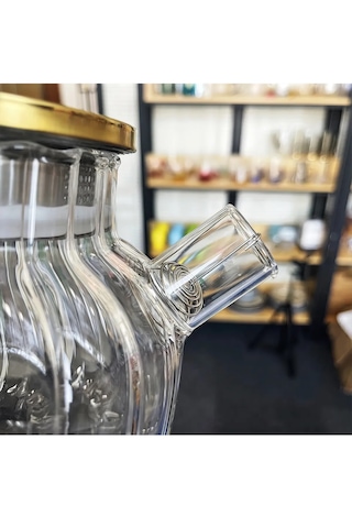 Çelik Kapaklı Borosilikat Dilimli Model Süzgeçli Cam Demlik Bitki Çayları 1000 Ml Royaleks-cm-2001 Asorti