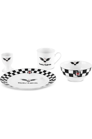 Karaca X Beşiktaş Lisanslı 4 Parça Mama Takımı Beyaz - Siyah