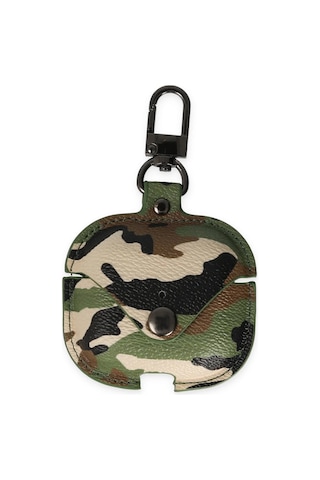 Airpods 3 3.nesil Çanta Kamuflaj Deri Kılıf - Yeşil Asorti