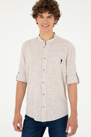 U.s. Polo Assn. Erkek Taş Gömlek Desenli 50288663-vr049 Taş