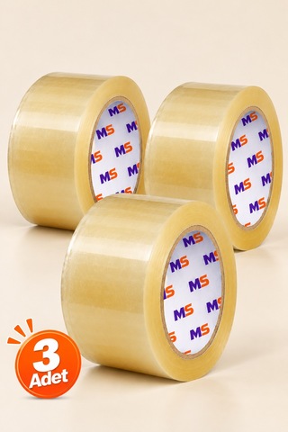 3 Adet Koli Bandı Şeffaf 45 Mm X 100 Metre Güçlü Yapışkanlı Paketleme Bantı Bantları Kopmayan