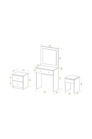 Decormet Nice Makyaj Masası Travertine Safir Meşe