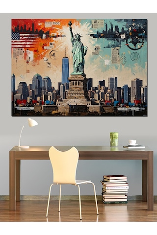 Ahşap Tablo Özgürlük Heykeli Ve New York Çocuk Odası Tabloları
