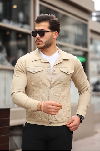 Koyu Haki Erkek Kot Ceket Bej