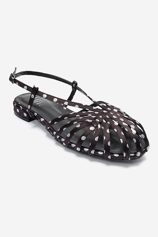 Luvi Shoes Lıss Siyah Beyaz Puantiyeli Kadın Sandalet
