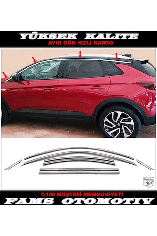 Opel Grandland X Krom Cam Üst Çıtası 8 Parça 2017 ve Üzeri