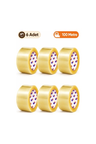 6 Adet Koli Bandı Şeffaf 45 Mm X 100 Metre Güçlü Yapışkanlı Paketleme Bantı Bantları Kopmayan