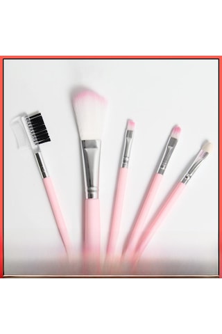 Jms 5 Parçalı Makyaj Fırçası Seti: Pembe Göz Farı, Allık, Dudak Ve Kaş Fırçaları Ve Çift Amaçlı Kaş Tarağı