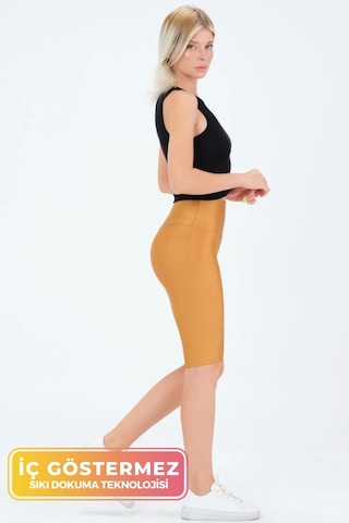 Enenstyle Fashıon Boutıque Yeni Sezon Özel Üretim Toparlayıcı Yüksek Bel Parlak Kumaş Iç Göstermeyen Dizüstü Spor Tayt Sarı