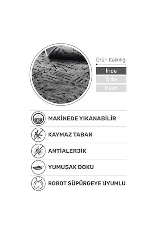 Venüs Yumuşak Pamuk Dokuma Kilim Kaymaz Tabanlı Antrasit Iskandinav Halı Salon Ve Mutfak Halısı Antrasit
