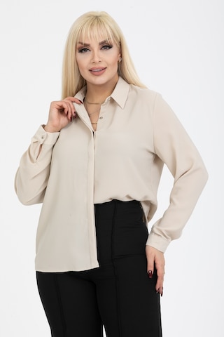 Pera Moda Jessica Büyük Beden Gömlek Taş