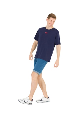 Erkek Comfort Bisiklet Yaka Tişört Lacivert