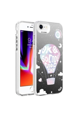 Apple Uyumlu iPhone Se 2022 Kılıf Desenli Zore Silver Sert Kapak Balloon