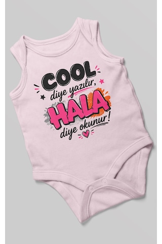 Morivokids Cool Diye Yazılır Hala Diye Okunur Sıfır Kol Bebek Body %100 Pamuk Bebe Pembe