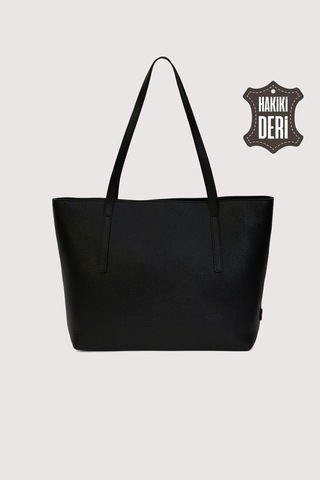 Hakiki Deri Kadın Omuz Çantası Siyah Smr6425 Siyah