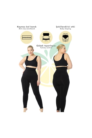 Elilom Tini Yüksek Bel Göbek Toparlayıcı Şekillendirici Sıkılaştırıcı Korse Tayt Shapewear Leggings Siyah