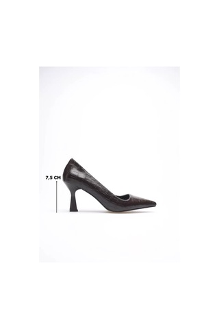 Trendella Acı Kahve Kroko Topuklu Kadın Stiletto Tr20ms02g Siyah