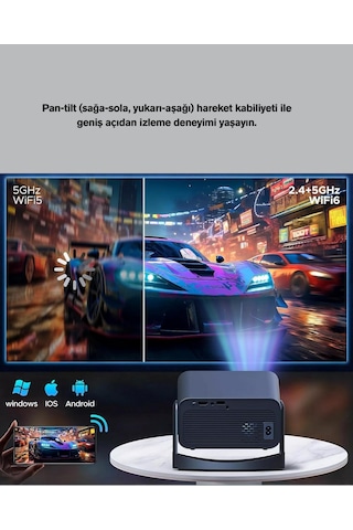 Android Tv 11 İşletim Sistemli Elektrikli Odaklama Projektör