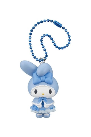 Twinchees My Melody Ve Kuromi Mavi Şirin Elbiseli Anahtarlık Figür Serisi Açık Gri