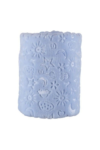 Mavi Bebek Çocuk Battaniyesi Kabartmalı Yumuşak İnce Mevsimlik 90 x 110 CM Örtü Mavi