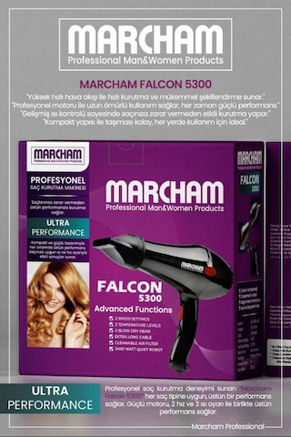 Marcham Profesyonel Fön Makinesi 2 Başlıklı 2400 Watt Siyah