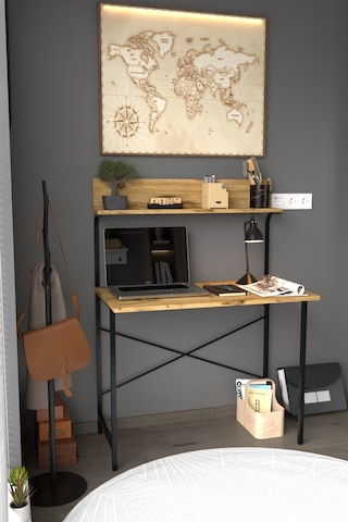 Parla Üstten Raflı Dekoratif Çalışma Masası 50x90 Cm Atlantik Çam