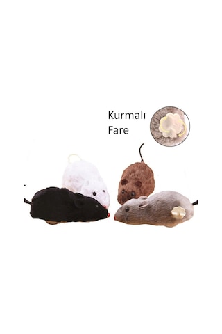 Kurmalı Evcil Hayvan Kedi Eğitim Oyuncağı Tüylü Fare