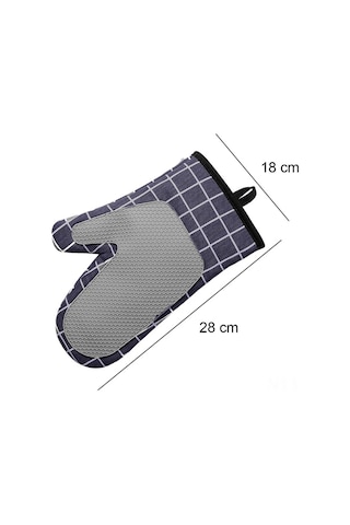 Padalink 18x28cm Silikon Isıl Yalıtım Eldiveni, Yorganlu Pamuk Fırın Eldiveni Çifti, Kaymazsız, Fırın-mikrodalga-grill Uygun, Mavi-gri-siyah Renk Seçeneği Diğer