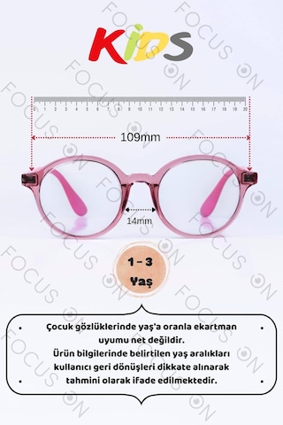 Focus On KS006-C14-EKRAN Pembe 1-3 Yaş Mavi Işık Filtreli Çocuk Ekran Gözlüğü