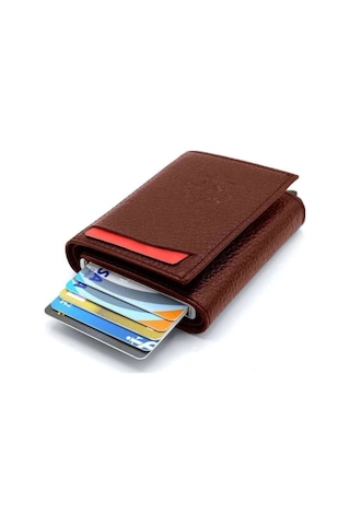 Suni Deri Erkek Mekanizmalı Bordo Kartlık Cüzdan Portföy Bordo