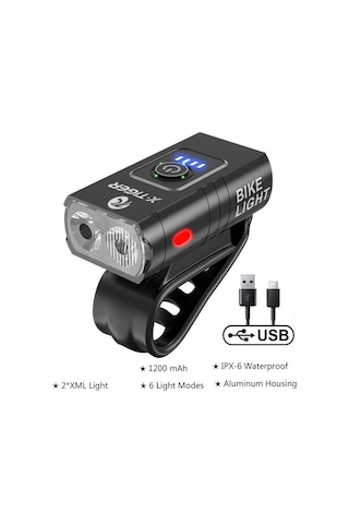 X-Tiger 2T6 Led 1200 Mah Su Geçirmez Far Bisiklet Feneri Siyah