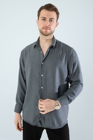 Rahat Kesim Keten Dokulu Gömlek Füme